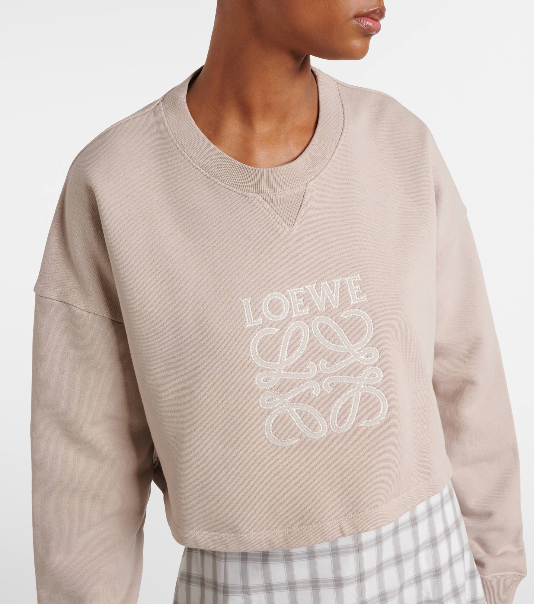 Anagram cropped cotton jersey sweatshirt - 4