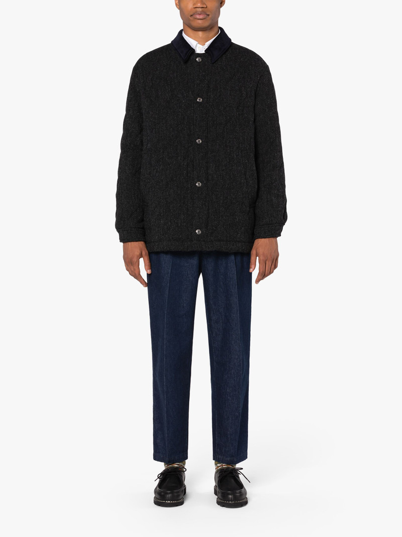 TEEMING CHARCOAL HERRINGBONE WOOL QUILTED COACH JACKET 3