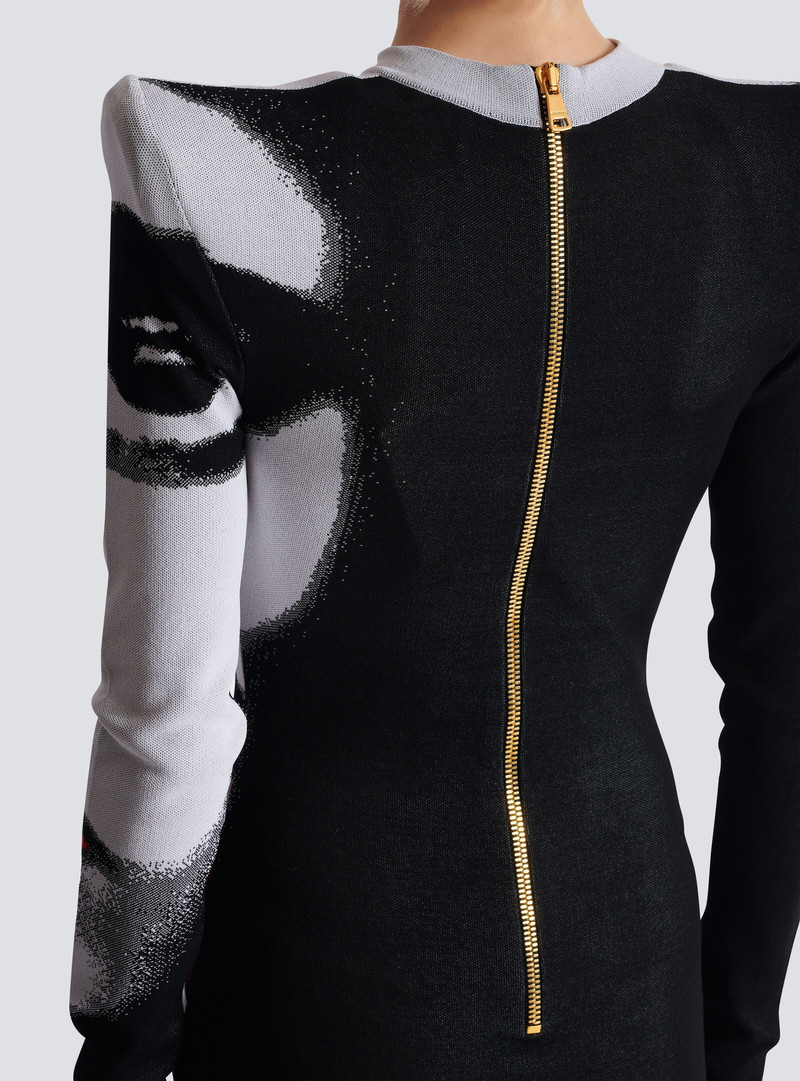 Jacquard knit dress with Face motif 6