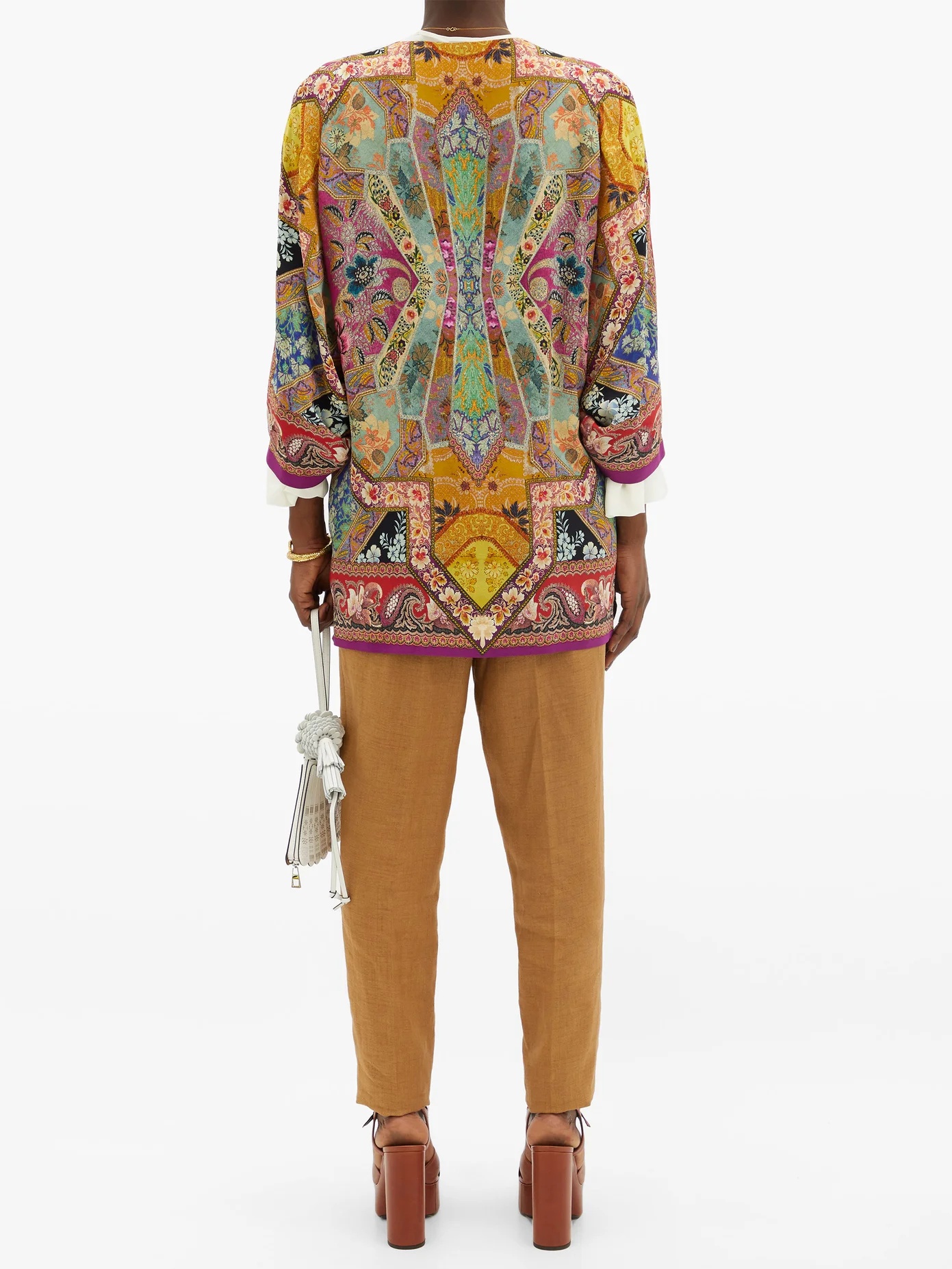 Cord-waist paisley-print georgette jacket - 5