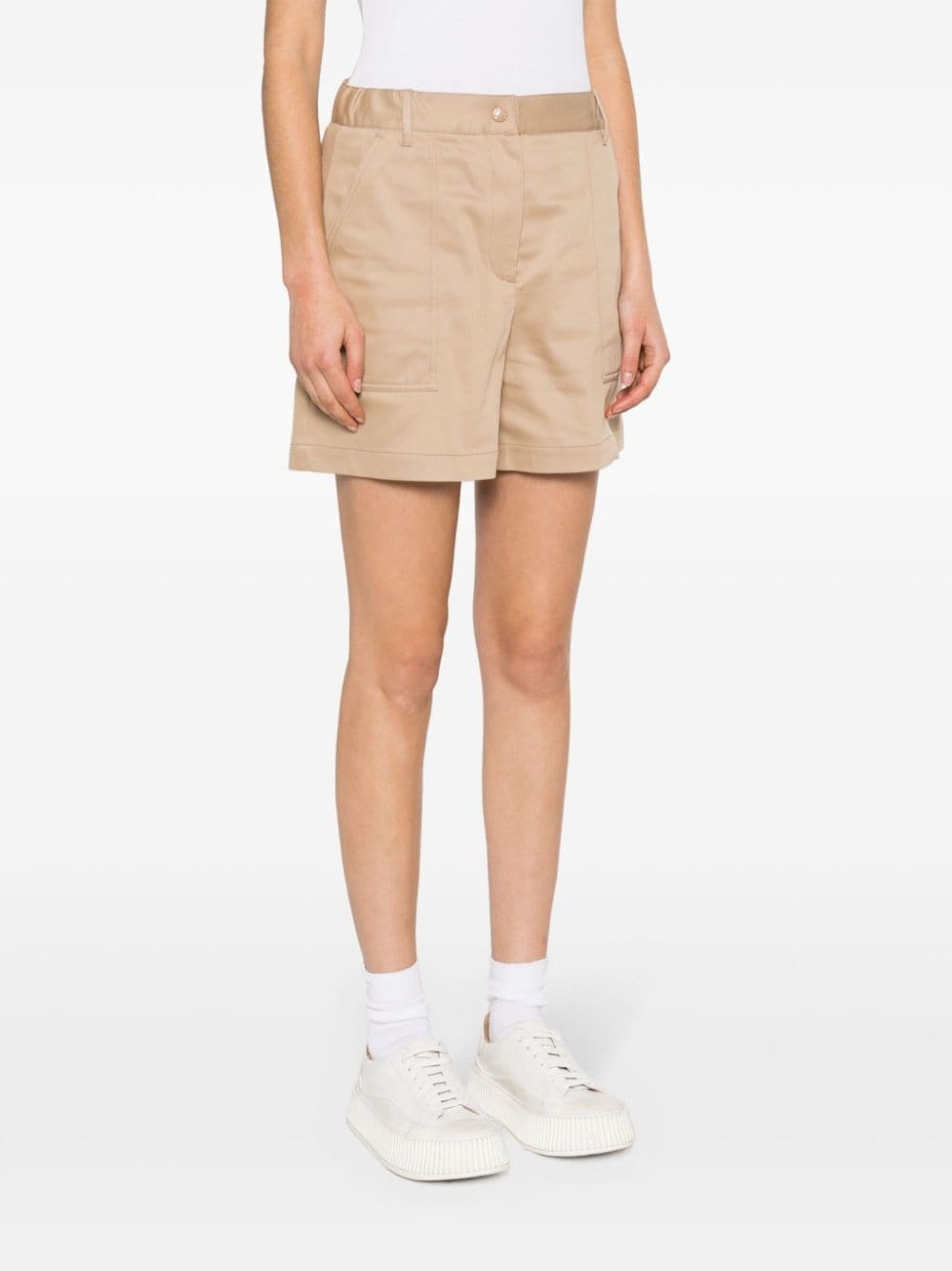 logo-patch garbadine shorts - 3