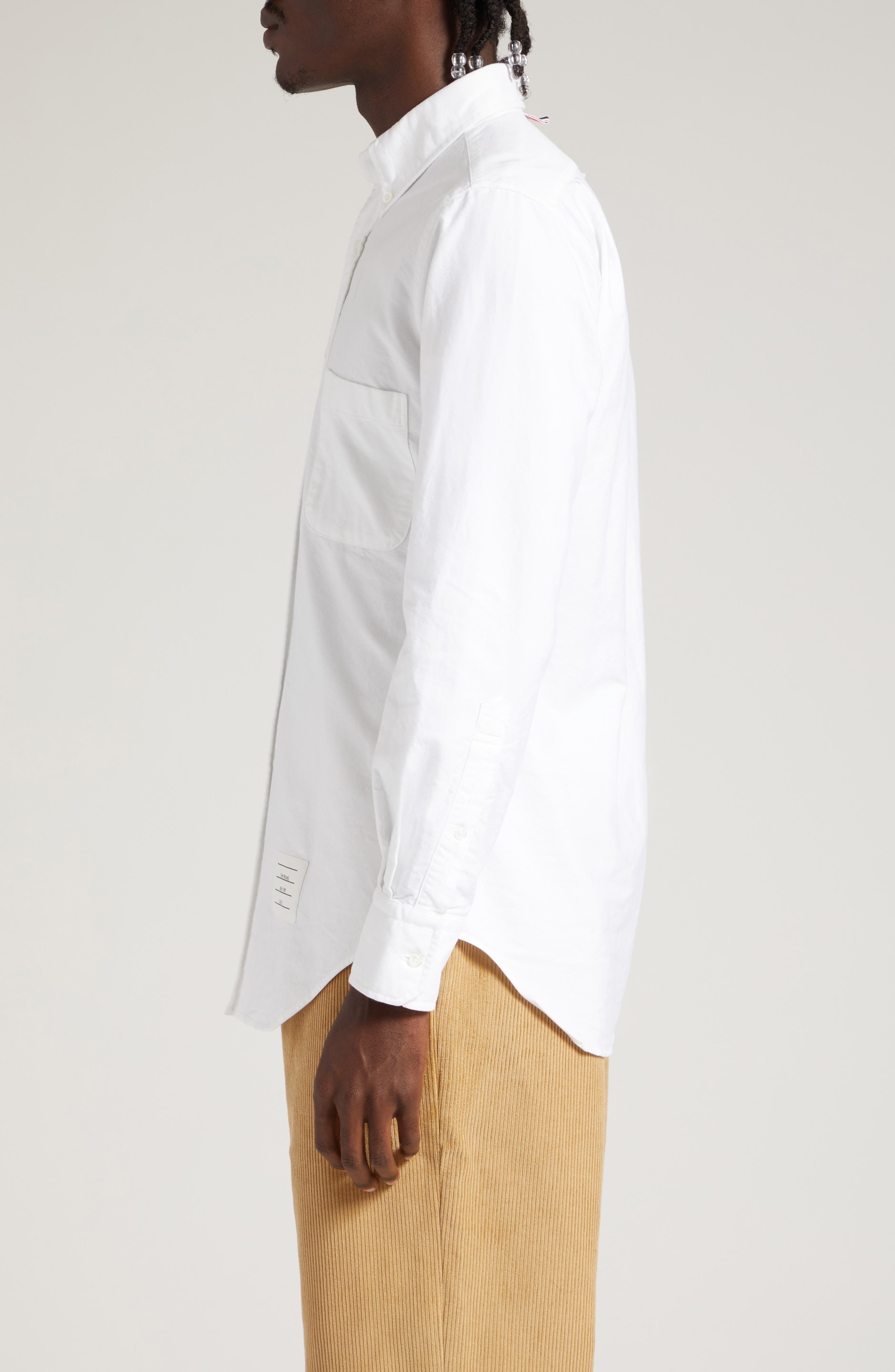 Thom Browne Men's Classic Fit Cotton Button-Down Shirt in White at Nordstrom - 3