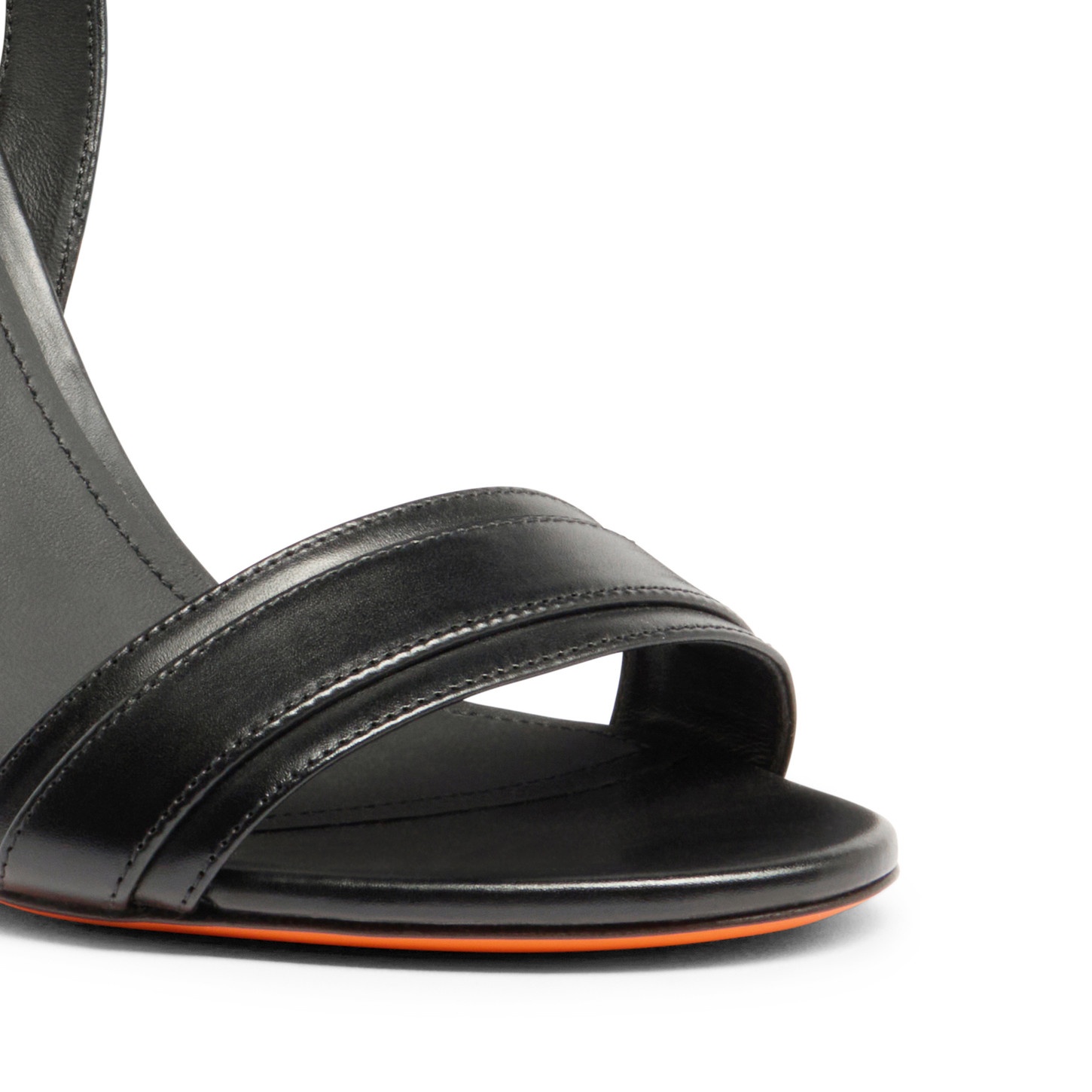 Women's black leather high-heel sandal - 6