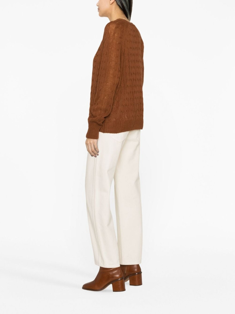 logo-embroidered cable-knit jumper 4
