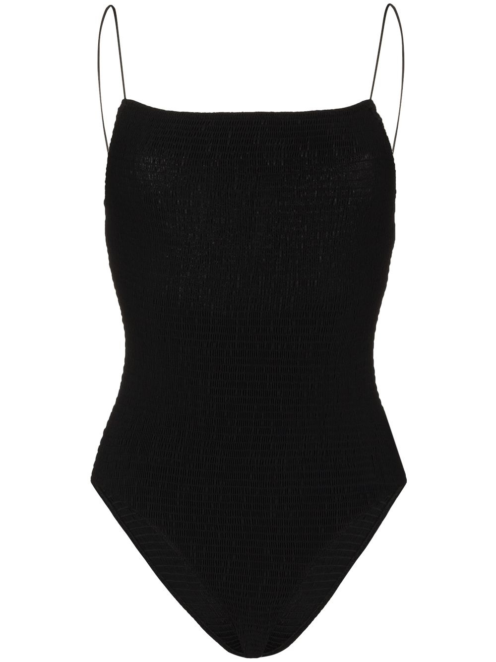 smocked-details swimsuit - 1