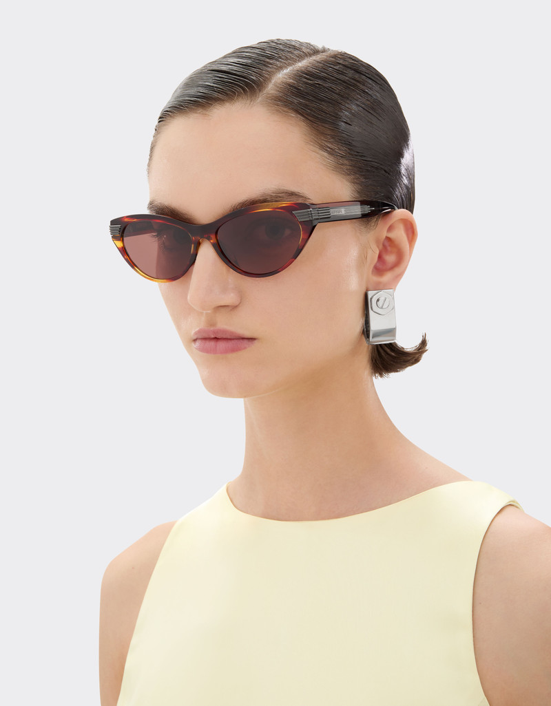 Ferrari Ferrari brown striped acetate sunglasses with brown lenses outlook