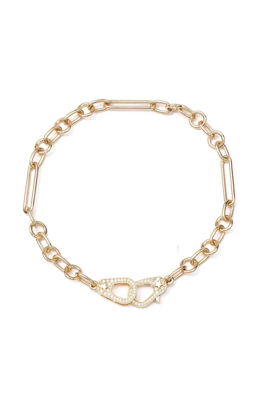Pave Diamond Sister Hook Small Mixed Clip Bracelet - 1