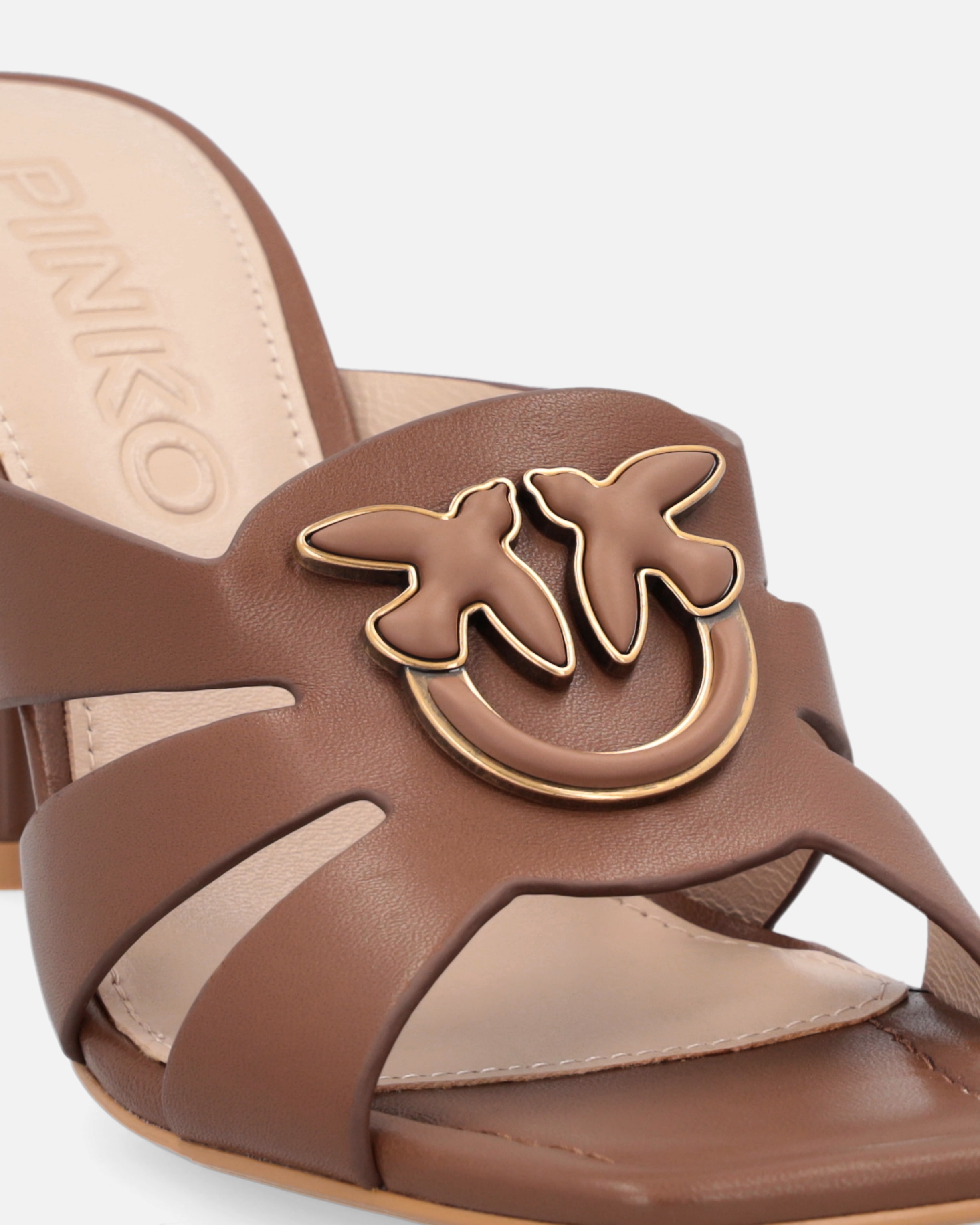 NAPPA LEATHER SANDALS WITH HEEL AND BIRD DETAIL - 4