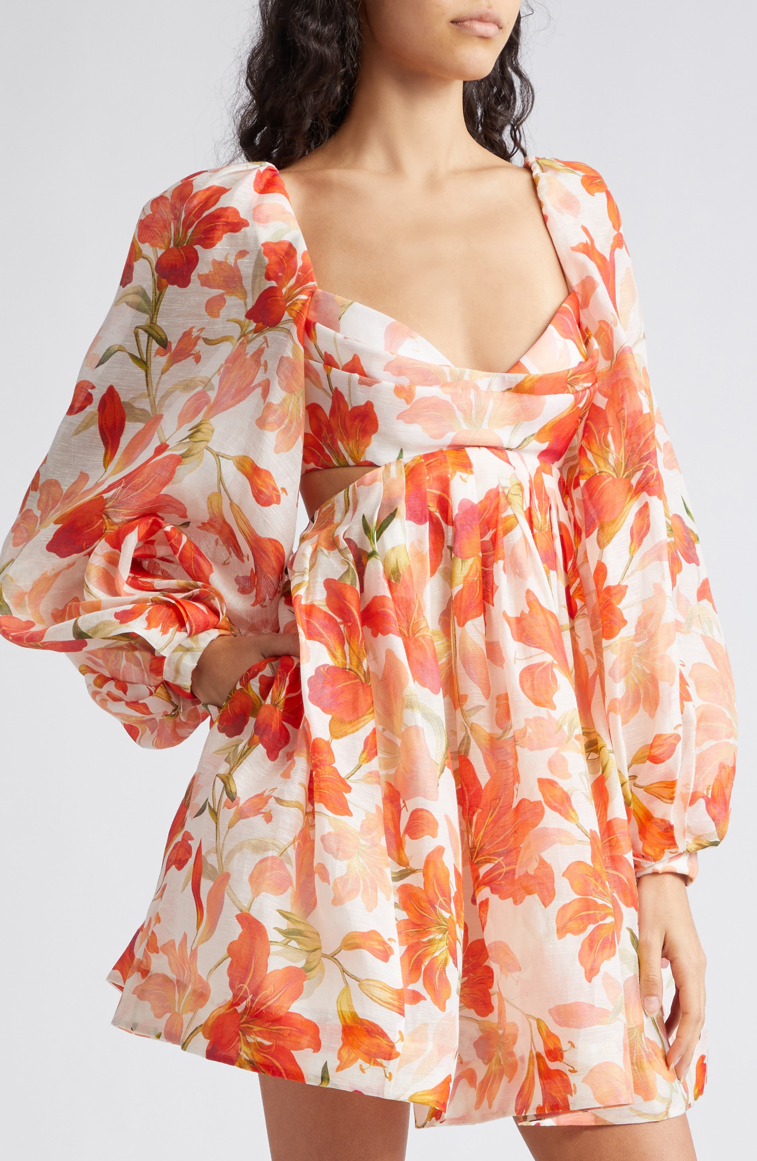 Tranquility Floral Long Sleeve Bralette Bodice Minidress - 4