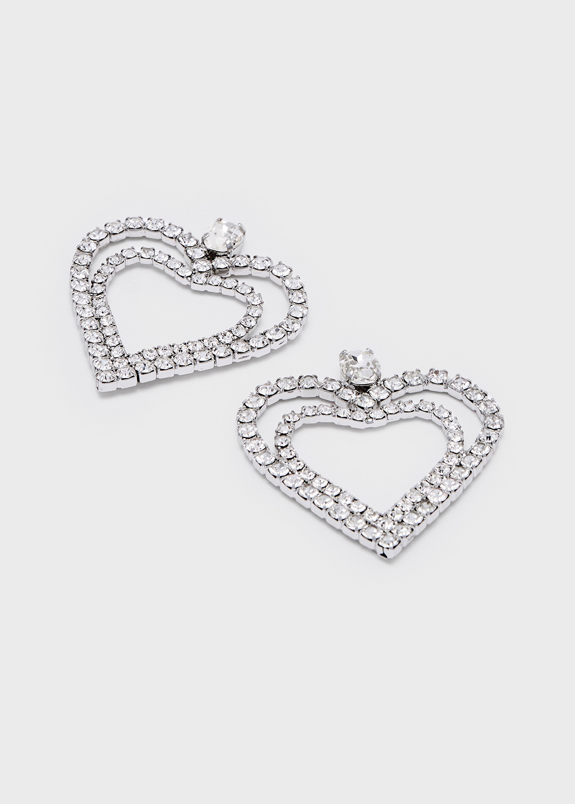 DROP EARRINGS WITH RHINESTONE HEARTS - 3