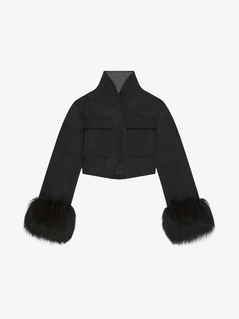 SLIM FIT JACKET IN WOOL AND FUR 1