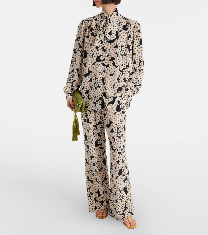 Valentino Floral high-rise silk wide-leg pants outlook