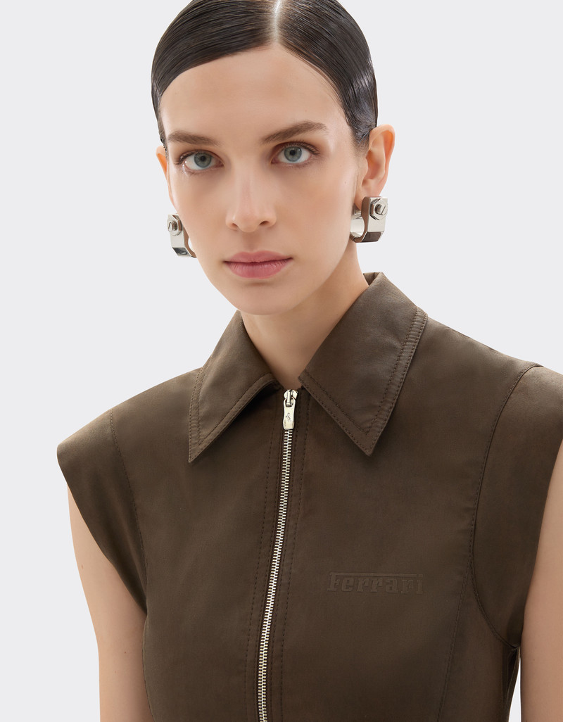 Mini dress in technical gabardine with a vintage effect 5