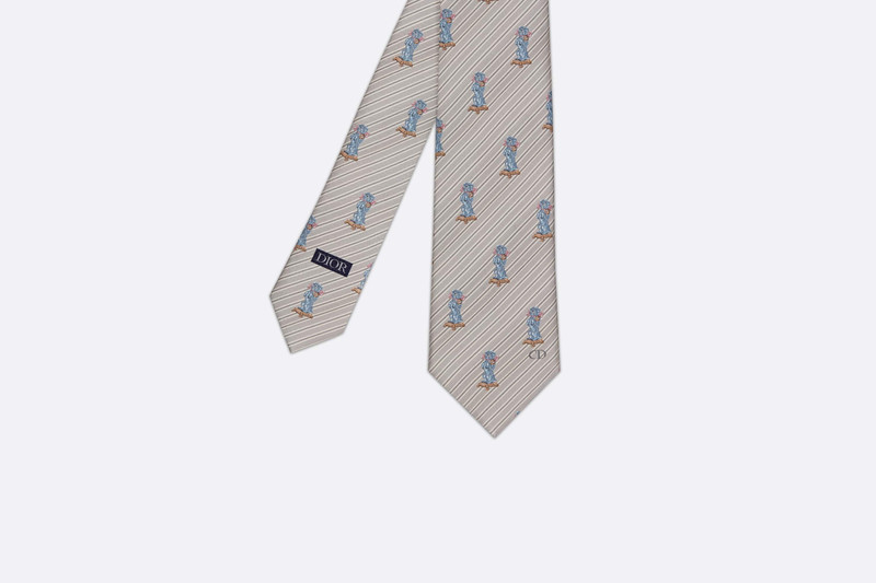 Dior Tie with Bobby Motif and Stripes outlook