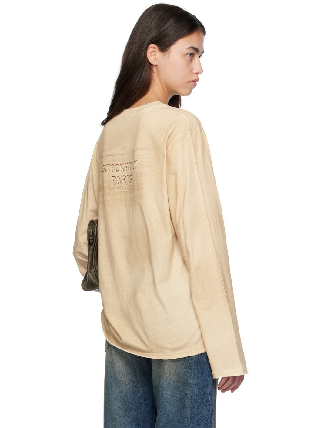 Beige Long Sleeve Logo T-shirt - 3