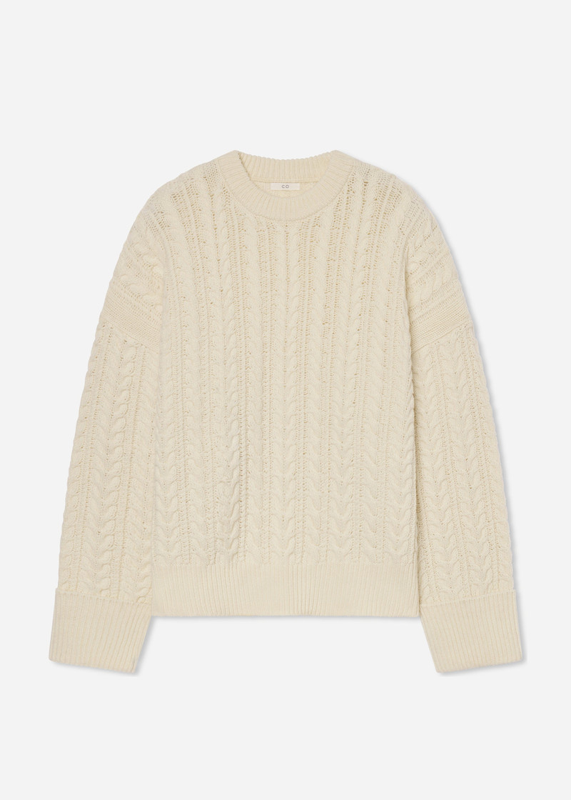 Cableknit Sweater in Wool Blend Yarn 1