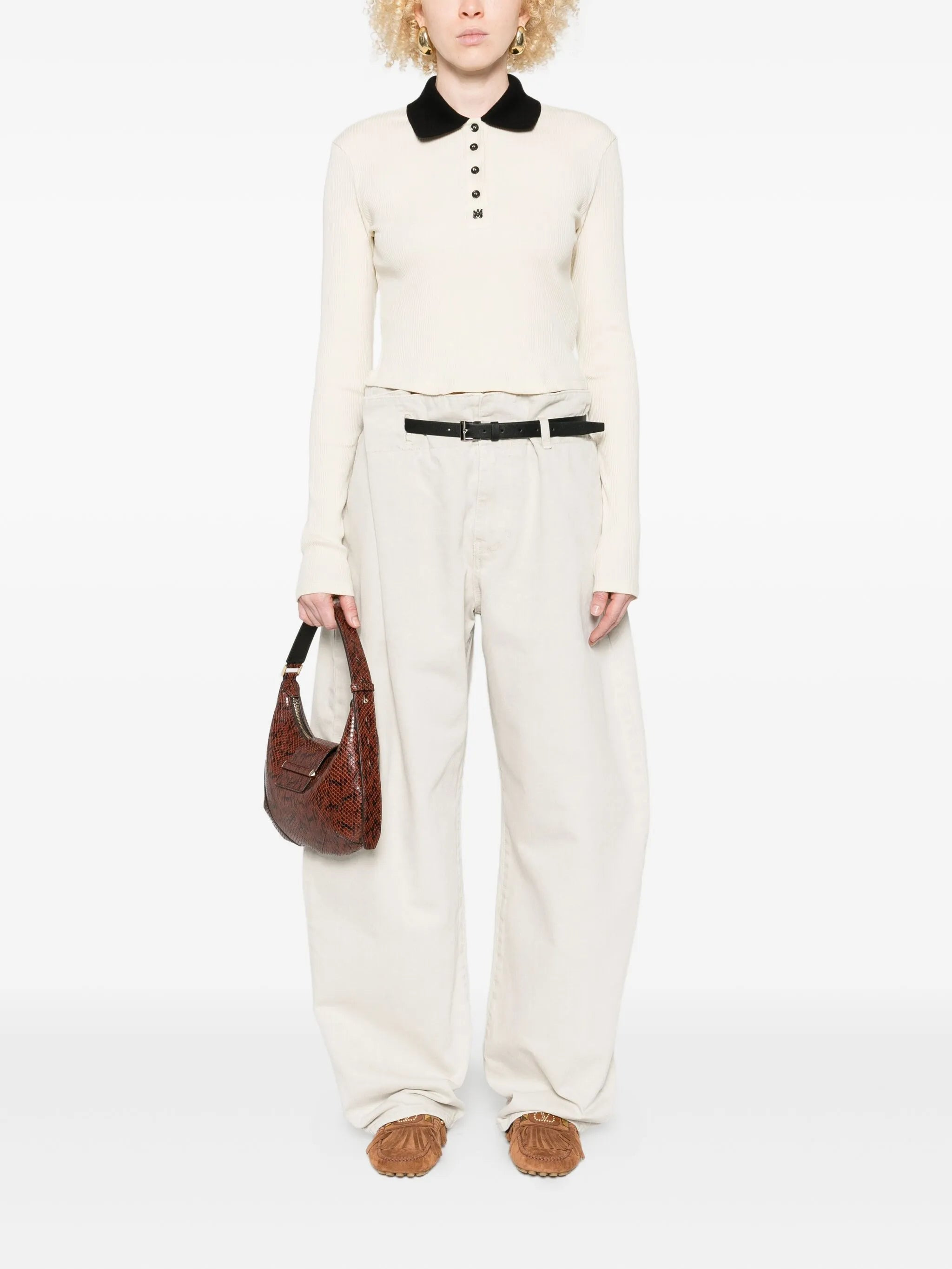 Amiri Ribbed-knit Polo Top - 5
