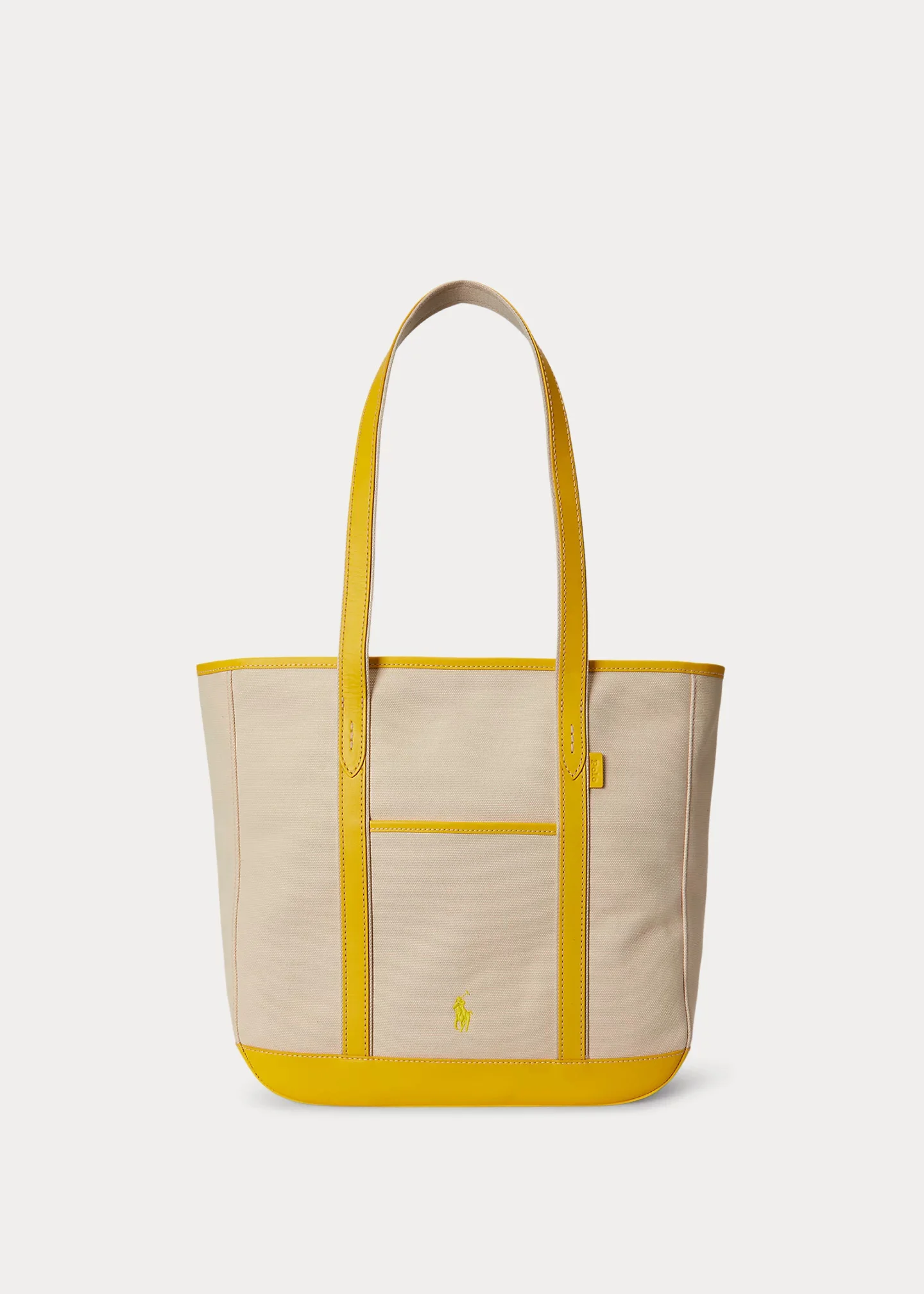 Leather-Trim Canvas Medium Shopper Tote - 1