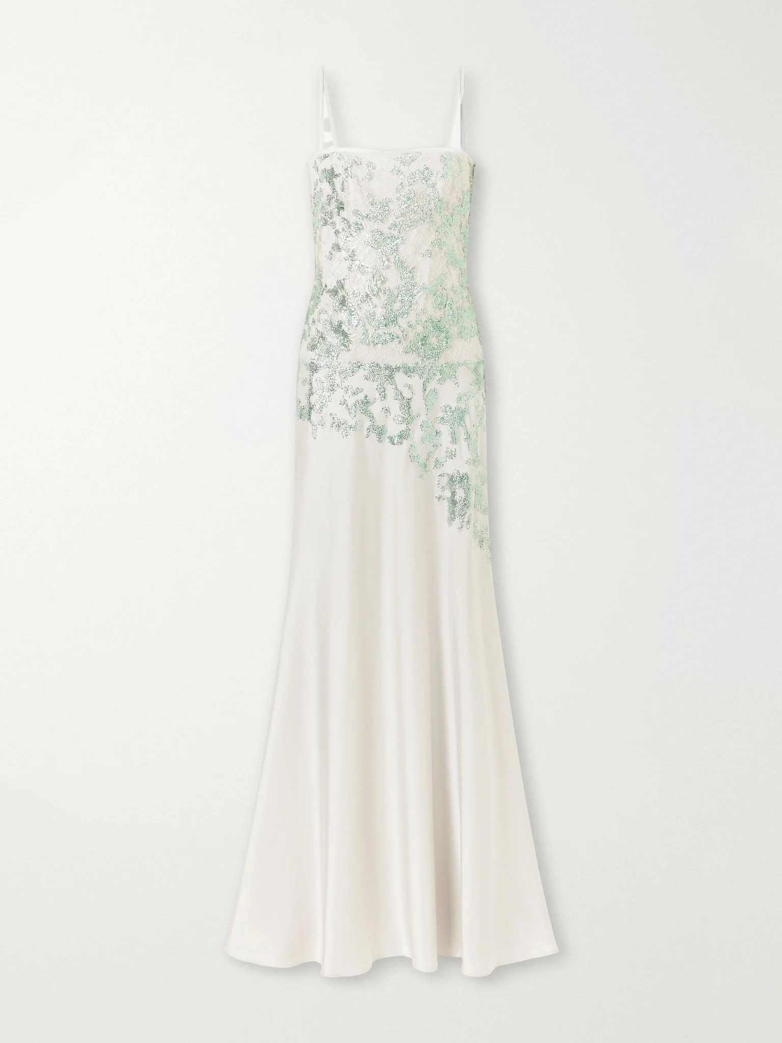 Jennan sequin-embroidered satin gown Green - 1