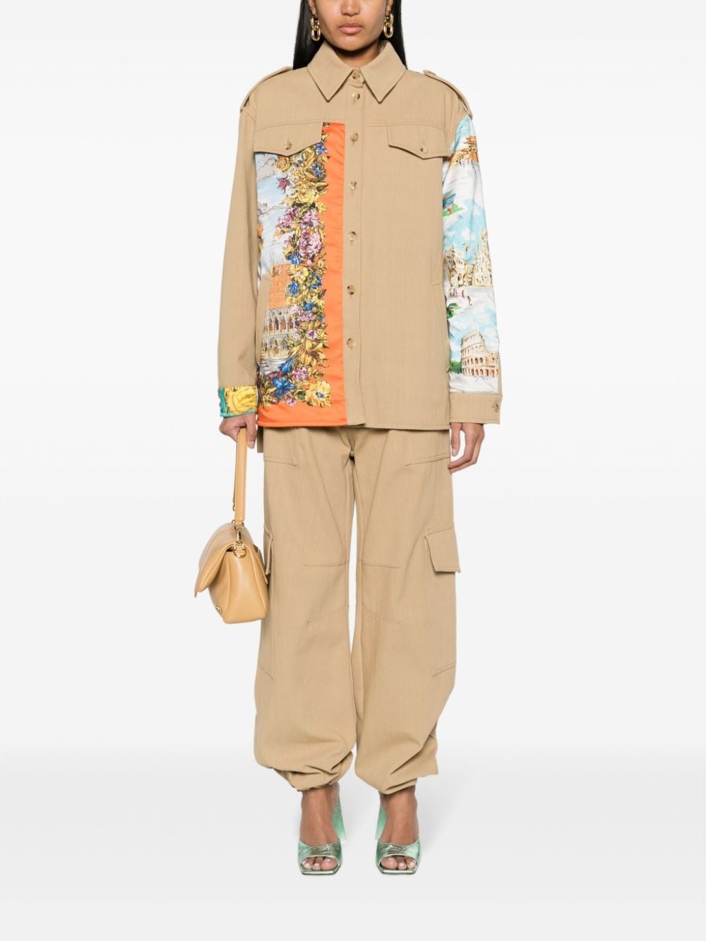 logo-embroidered cargo palazzo pants - 2