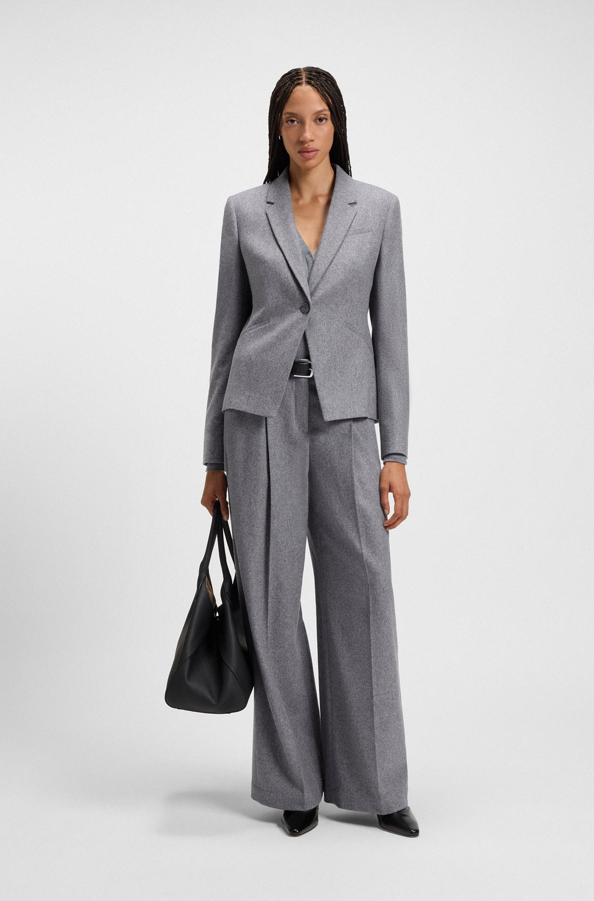 REGULAR-FIT WIDE-LEG TROUSERS IN SOFT FLANNEL - 3