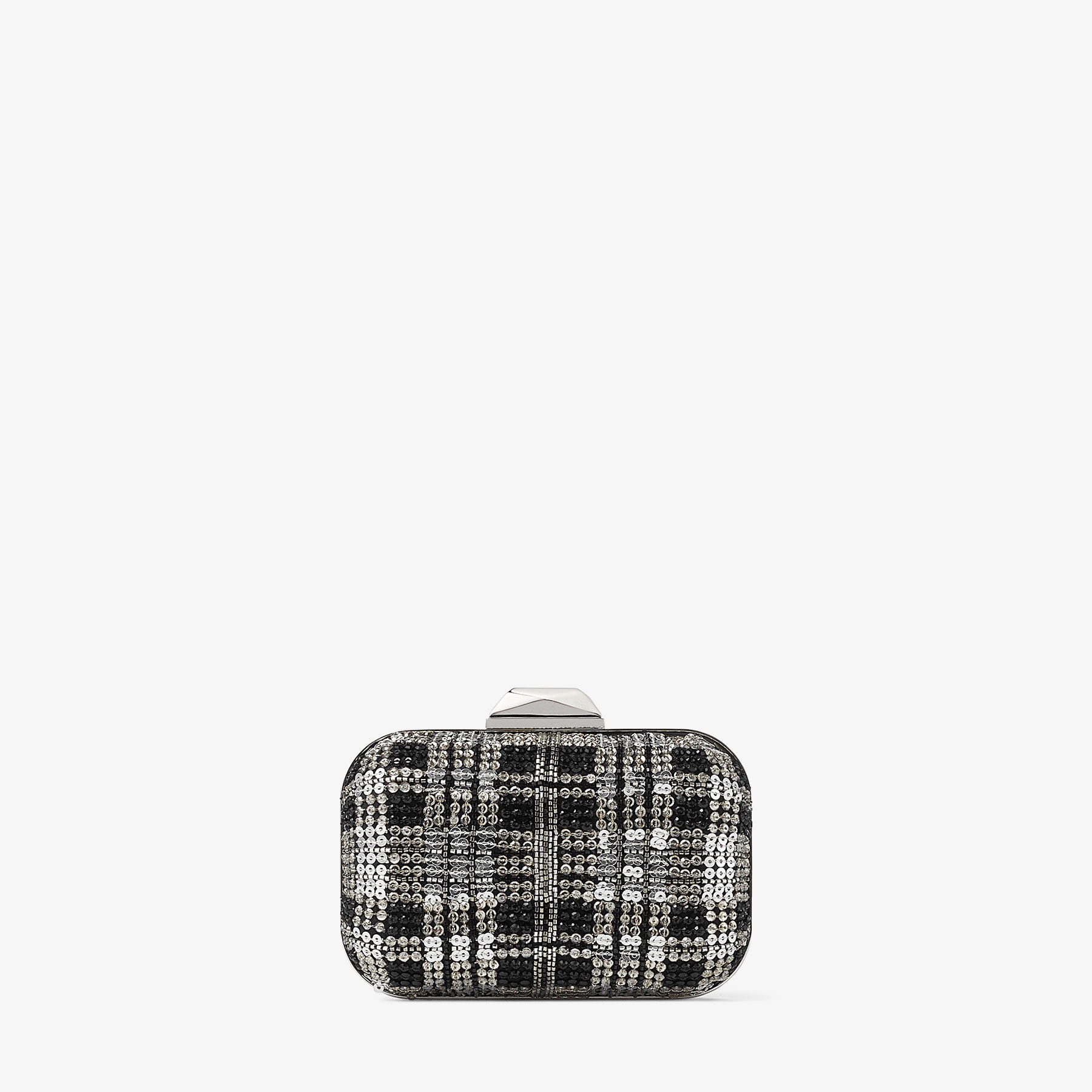 Micro Cloud
Black Satin Mini Bag with Beaded Tartan - 7