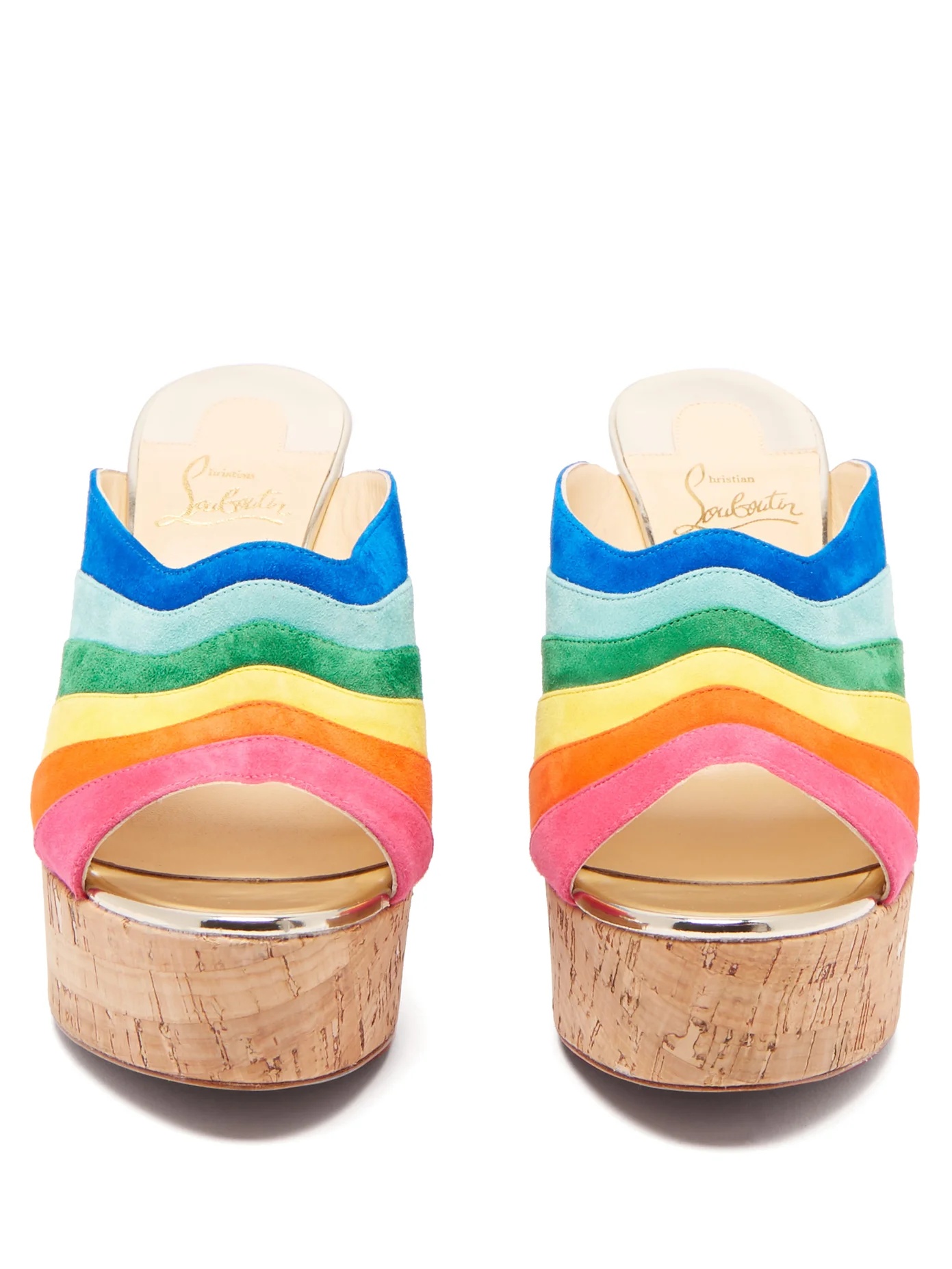 O Sister 120 rainbow-stripe suede mules - 5