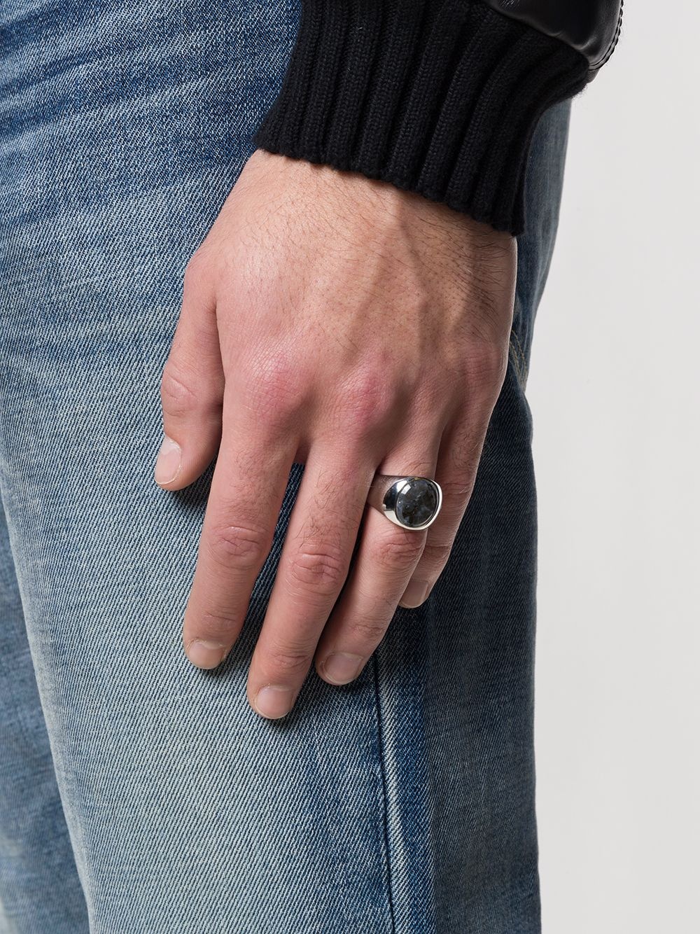 small Flush Larvikite Circle ring - 2