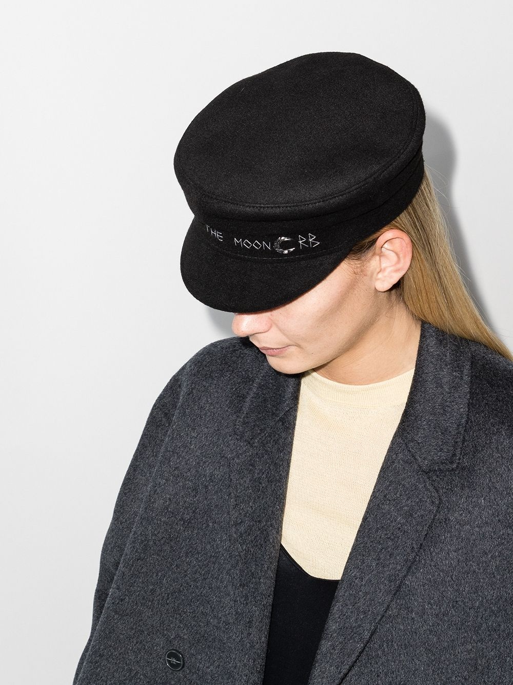 crystal-embellished logo baker boy cap - 2