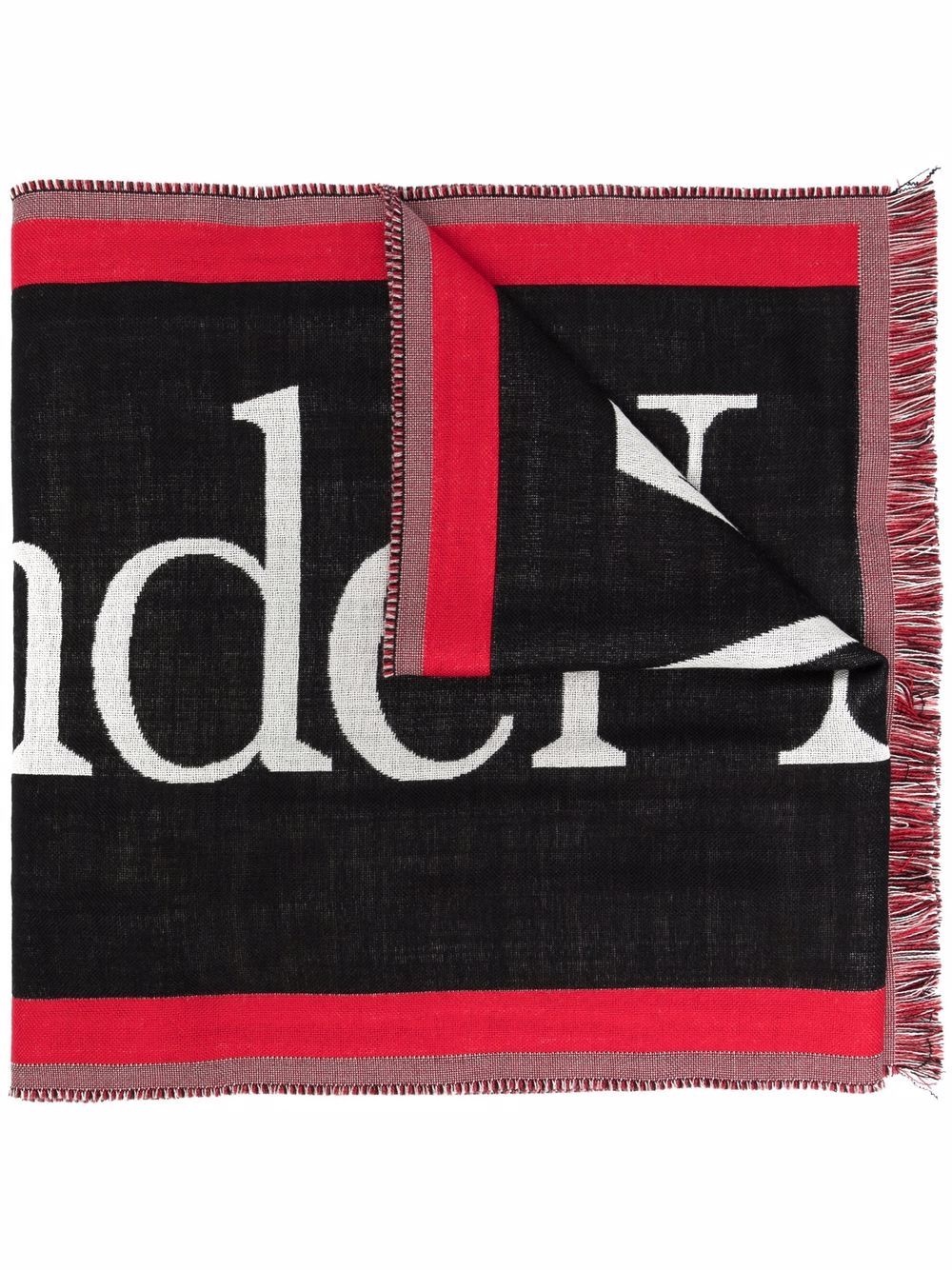 logo-intarsia wool scarf - 1