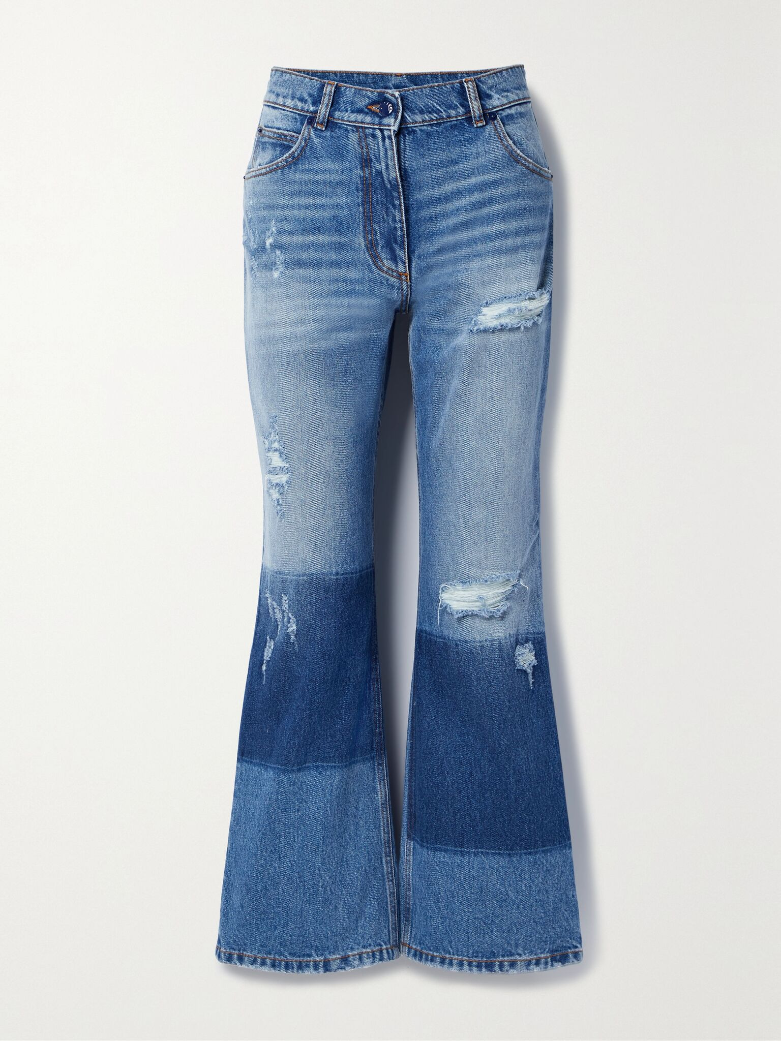 + 8 Palm Angels distressed high-rise straight-leg jeans Blue - 1