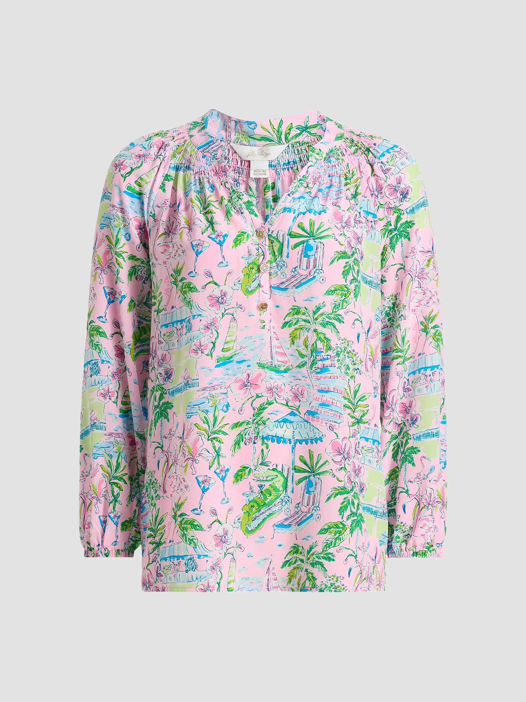 Women's Elsa Silk Top - Conch Shell Pink Sunny Dee - 1