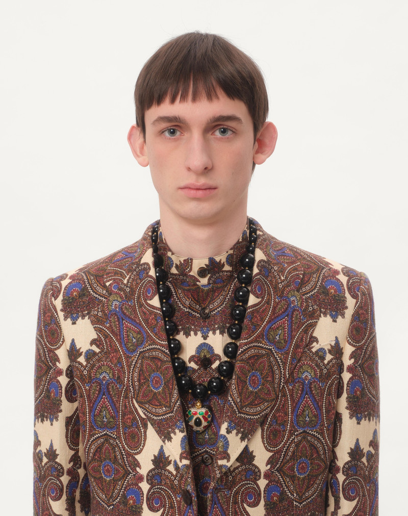 SHORT-SLEEVED LINEN KAFTAN WITH VOYAGE IMAGINAIRE PRINT 4