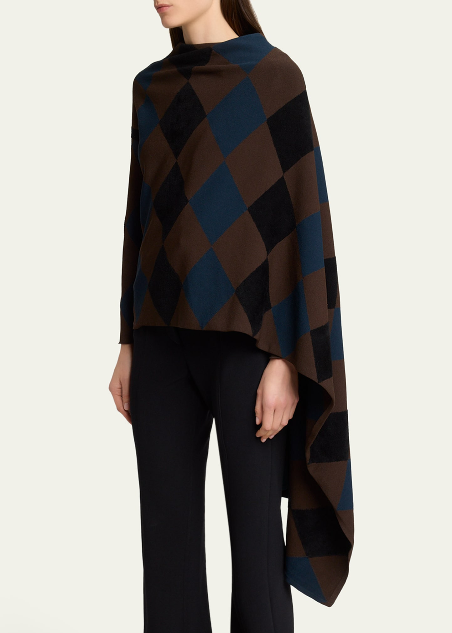 Vanne Argyle Cape Sweater - 4