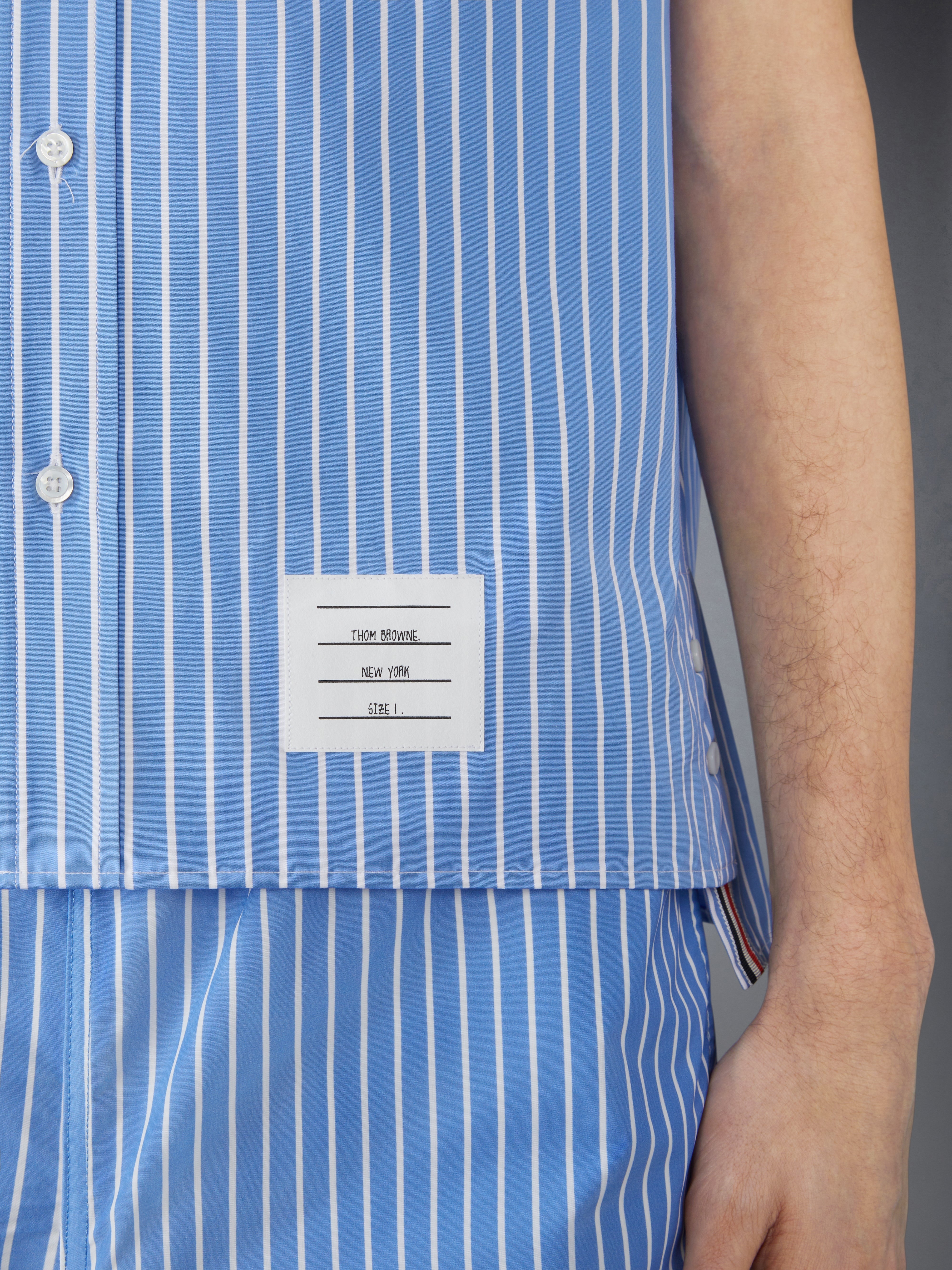 FUNMIX ARMBAND PINSTRIPE POPLIN SHORT SLEEVE SHIRT - 6