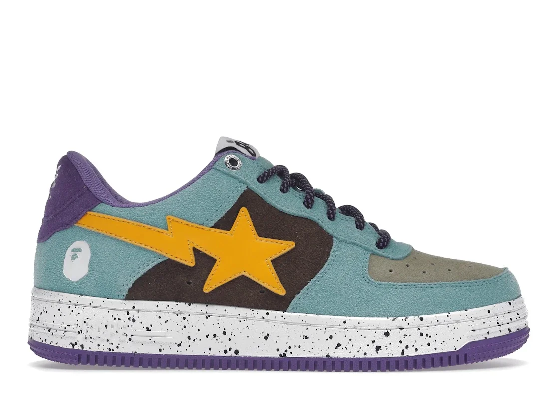 A Bathing Ape Bape Sta Teal Brown Yellow Suede - 1
