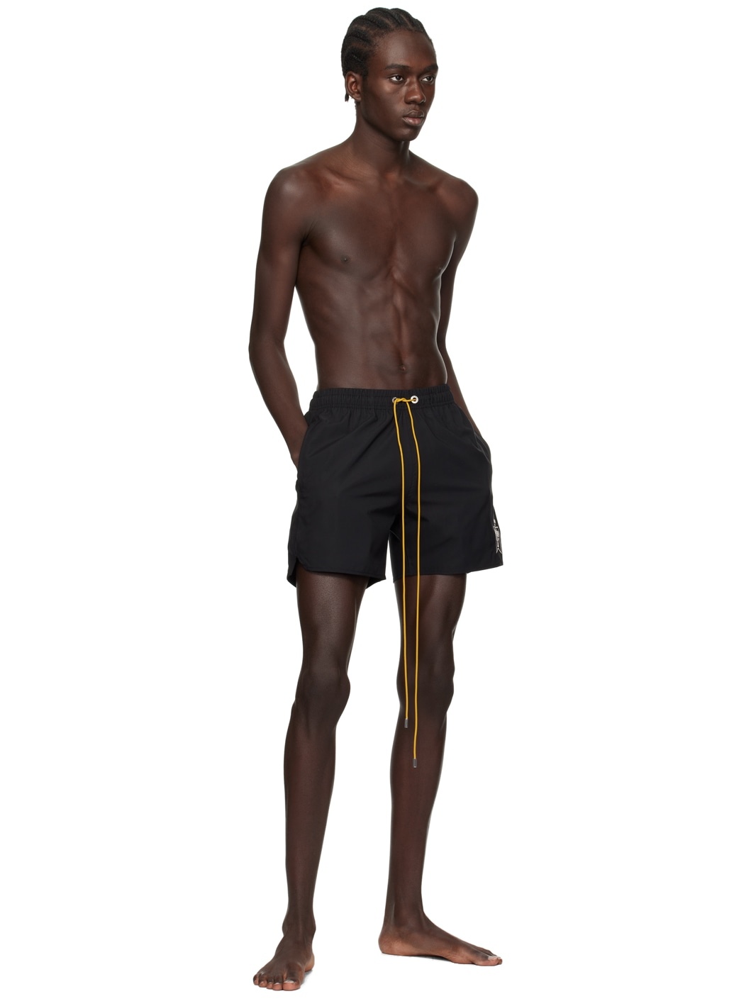 Black Embroidered Swim Shorts - 4