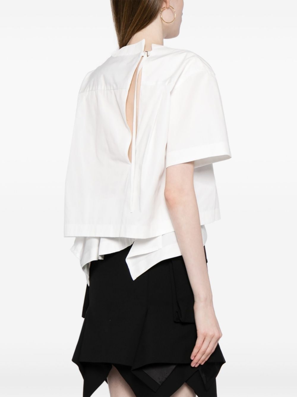 draped short-sleeve blouse - 4