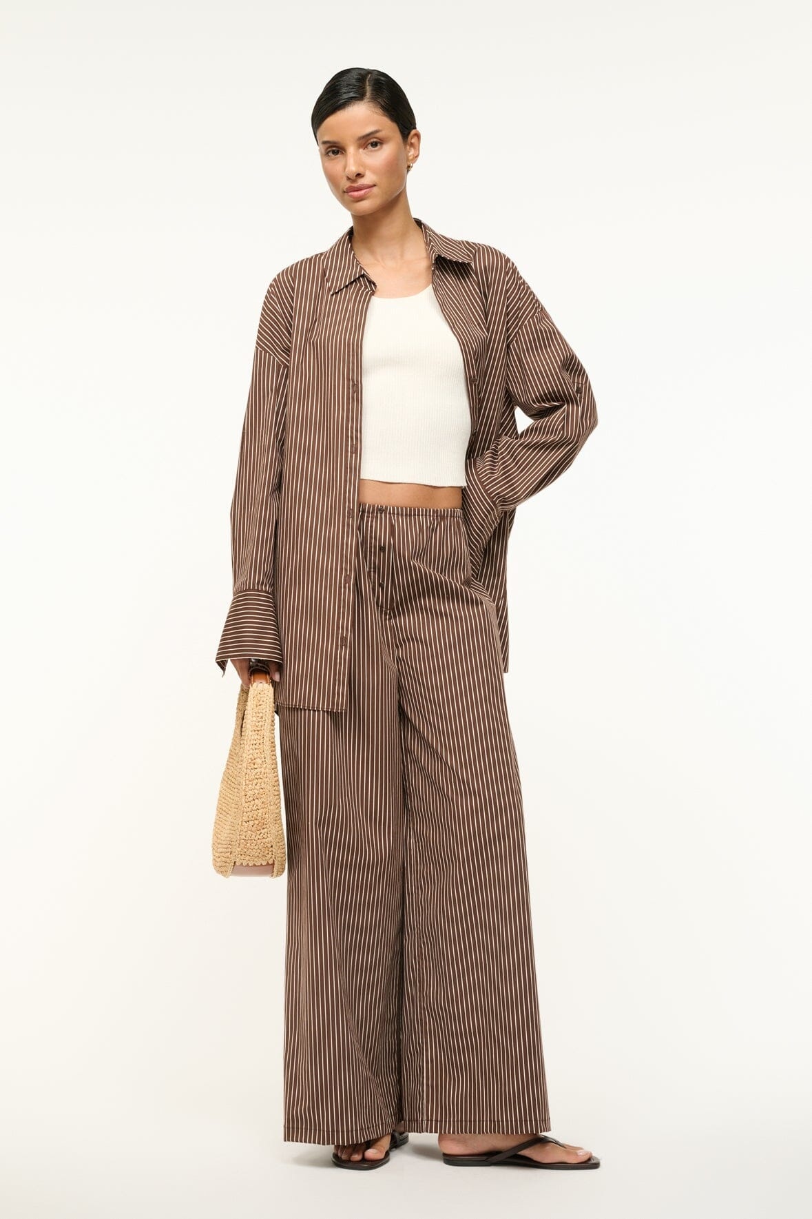 STAUD BONFIRE PANT DARK OAK MICRO STRIPE - 2