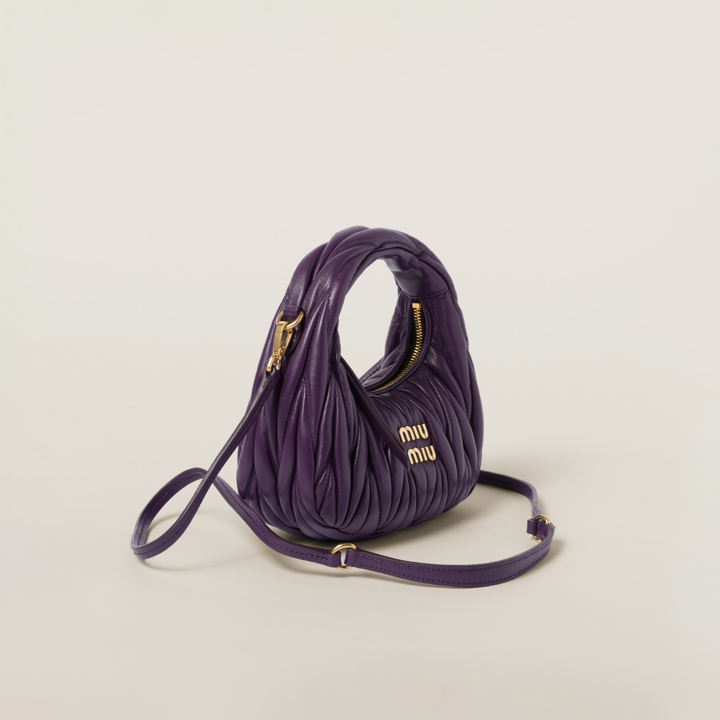 Wander matelassé nappa leather hobo mini-bag - 3