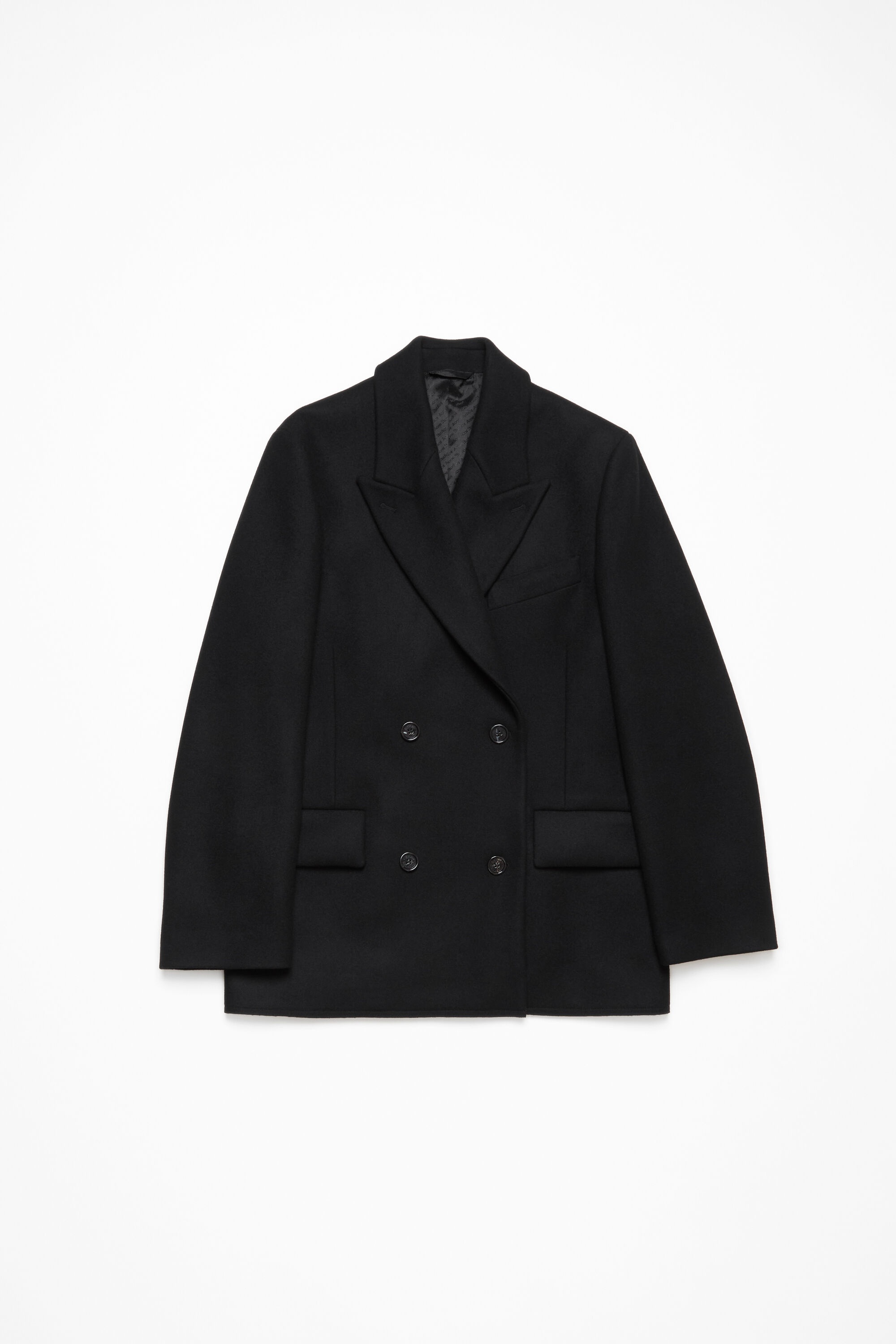 Double-breasted wool jacket - Black - 7