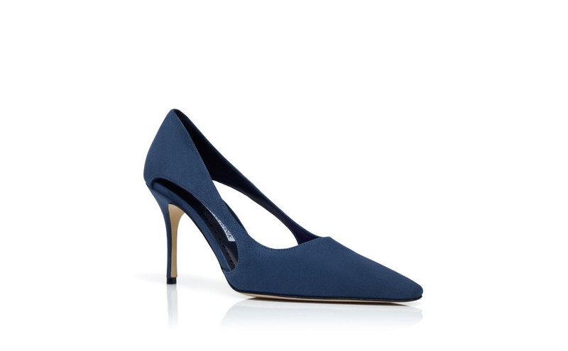 Navy Blue Suede Cut Out Detail Pumps 3