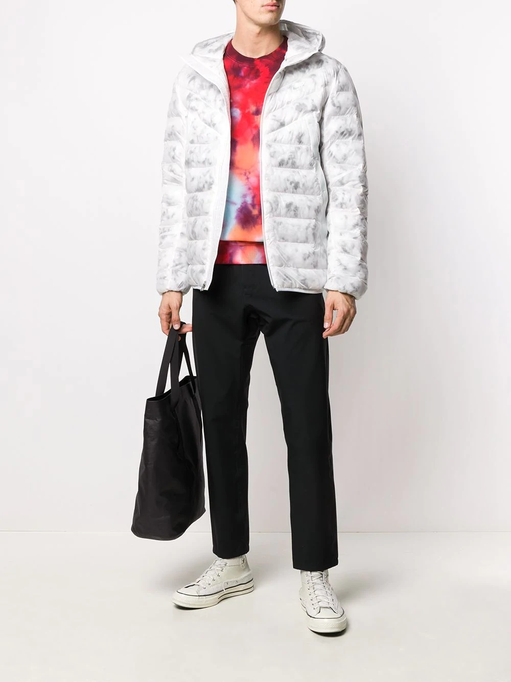 marble-print puffer jacket - 2