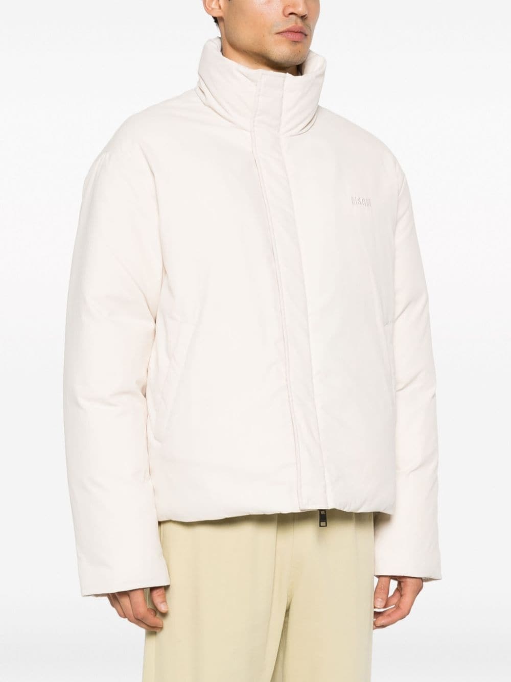 logo-embroidered padded jacket - 4