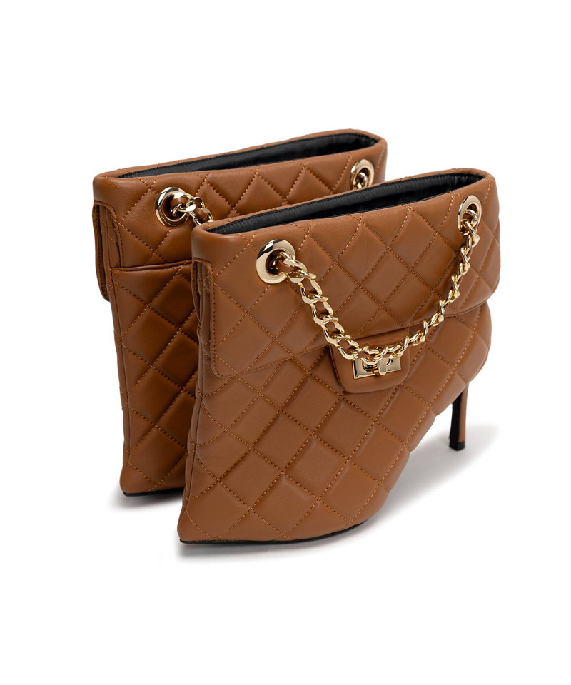 Quilted Bag Detail Pin Heel Short Boots 12