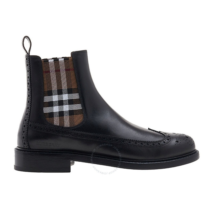 Burberry Men's Black / Birch Brown Vintage Check Chelsea Boots - 1