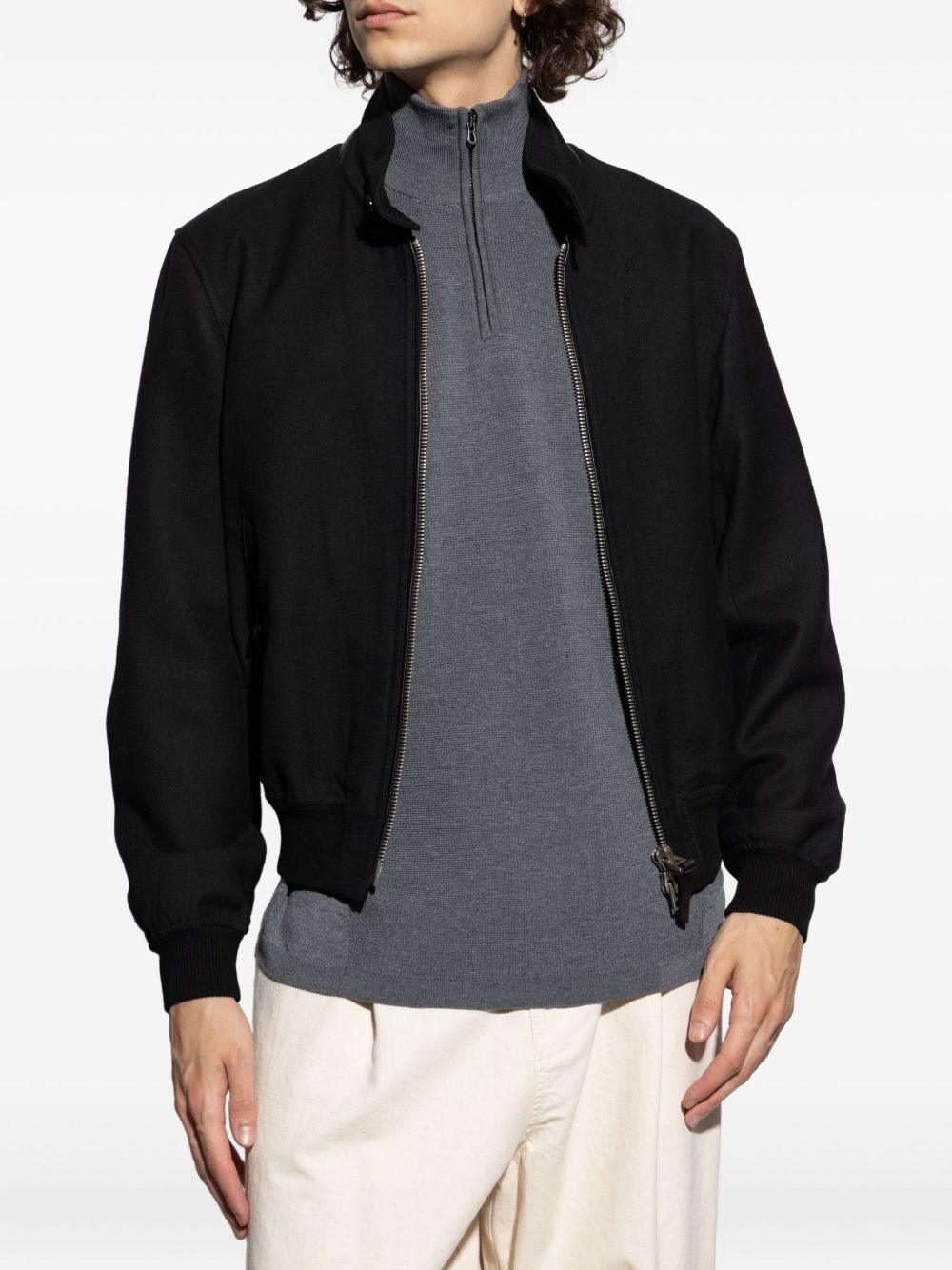 zip-fastening bomber jacket - 3