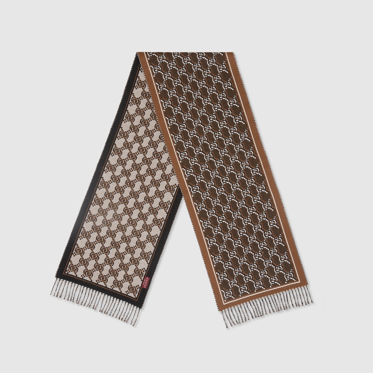 Wool jacquard scarf with GG Shadow - 2