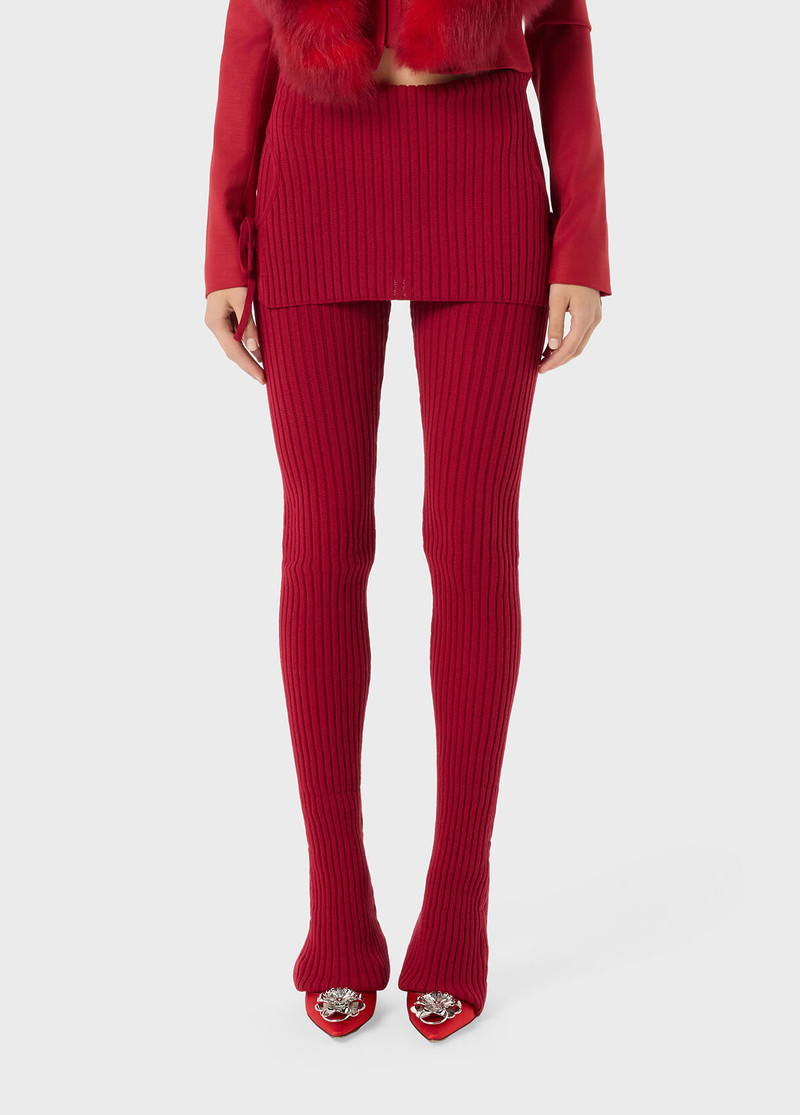 Blumarine KNIT LEGGINGS WITH CUT-OUTS AND LACES outlook
