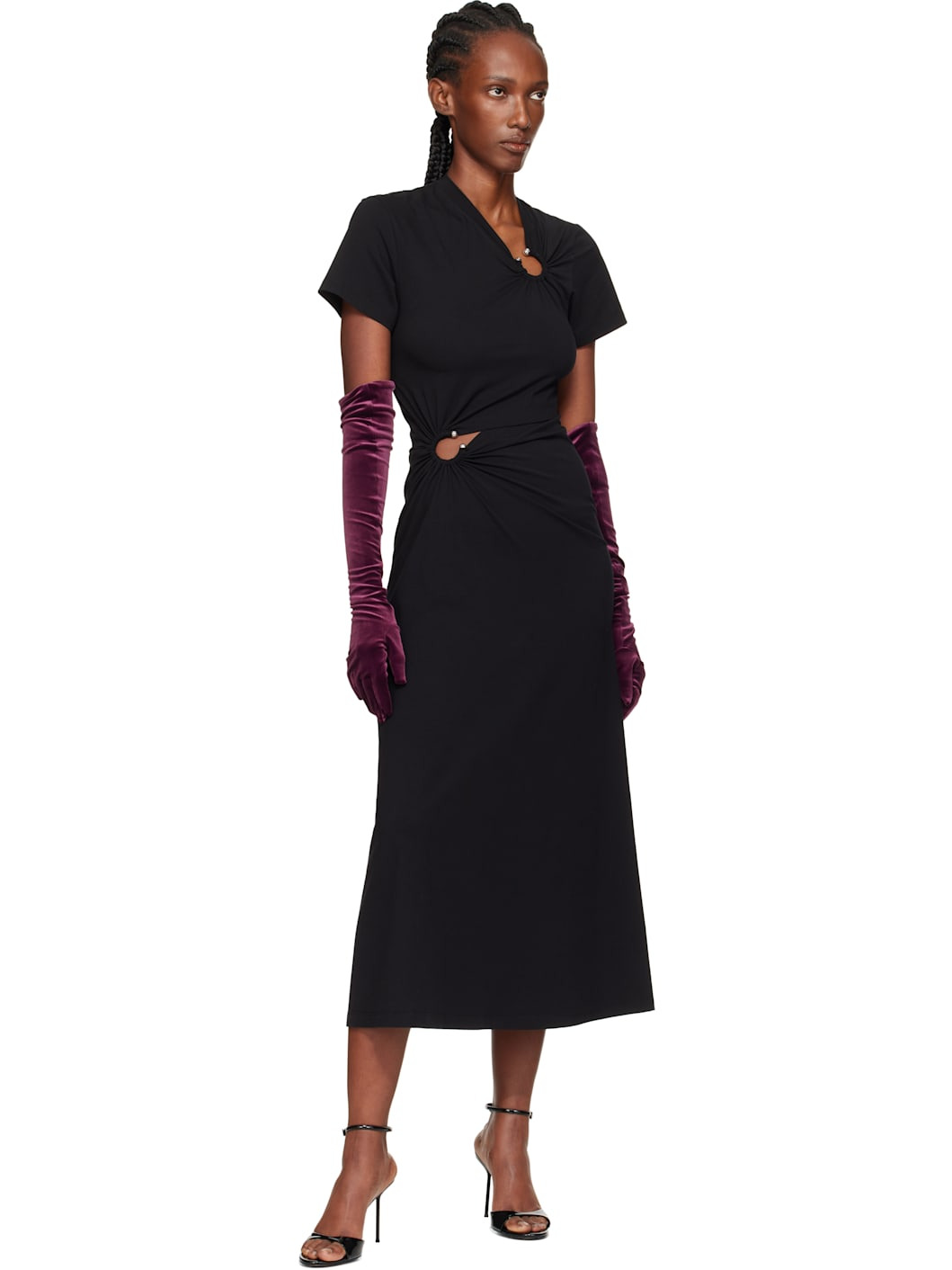 Burgundy Velour Gloves - 3